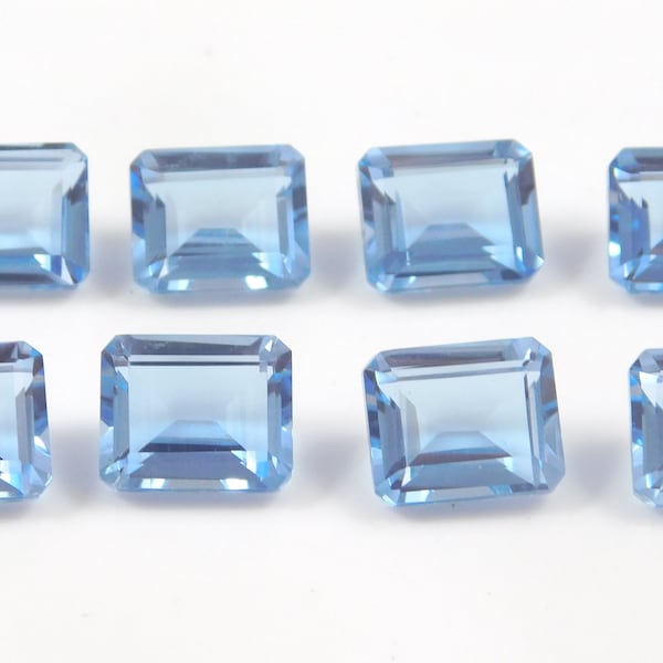 Santa Maria Aquamarine Color Doublet  Faceted Octagon Shape Loose Gemstone Doublet Quartz,Calibrated Sizes 5x7 mm to 15x20mm