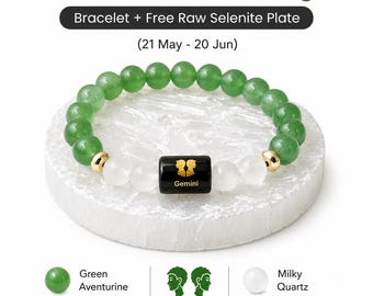 Gemini (Mithun Rashi) Bracelet, Green Aventurine Milky Quartz Bracelet, Gemini Zodiac Bracelet, Crystal Astrology Gift for Men Women