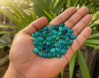 Natural Tibetan Turquoise Cabochons: Flat Back Oval Gemstones