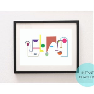 COLOR POP | Abstract face art | Digital print | Colorful art | Home decor