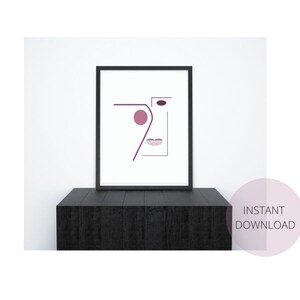 PLUM | Abstract face art | Purple art | Digital print | Wall decor