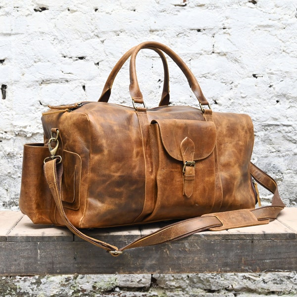 Leather Duffel Bag - Etsy