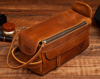 Personalized Groomsmen Gift Dopp Kit Bag Customized Leather Toiletry Bag Mens Toiletry Bag Leather Custom Gift for Guys Men Travel Bag