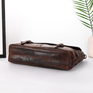 Leather Messenger Bag Briefcase for Men, Full Grain Leather Briefcase Laptop Computer Bag for Men, Genuine Leather Satchel Bag For Men image 15