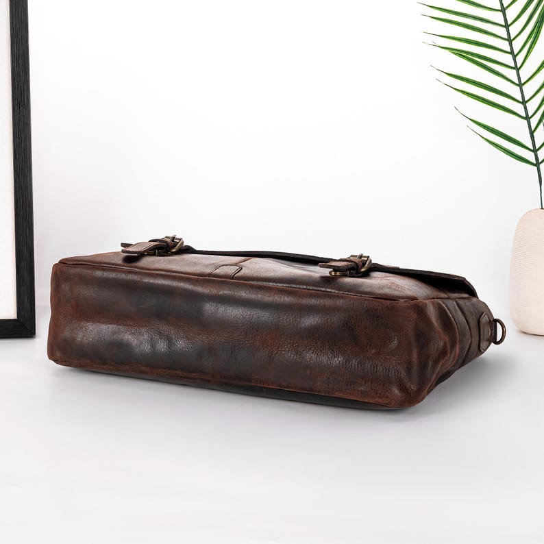 Leather Messenger Bag Briefcase for Men, Full Grain Leather Briefcase Laptop Computer Bag for Men, Genuine Leather Satchel Bag For Men image 15