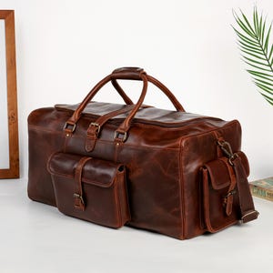 Personalized Leather Duffel Bag, Sports Gym Bag, Graduation Gift, Personalized Leather Weekender Bag, Large Leather Travel Bag