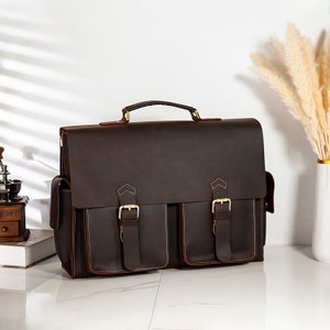 Bolso bandolera de cuero personalizado para hombre, maletín de cuero personalizado para computadora portátil, bolso tipo cartera de cuero genuino para hombre.