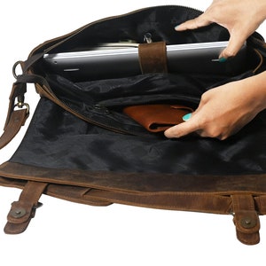 Leather Messenger Bag Briefcase for Men, Full Grain Leather Briefcase Laptop Computer Bag for Men, Genuine Leather Satchel Bag For Men image 7