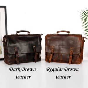 Leather Messenger Bag Briefcase for Men, Full Grain Leather Briefcase Laptop Computer Bag for Men, Genuine Leather Satchel Bag For Men image 9