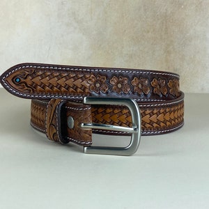 Western Leather Belts, Personalized Leather Belt, Leather Belts Custom, Tooled Leather Belt with Name and Initials zdjęcie 5