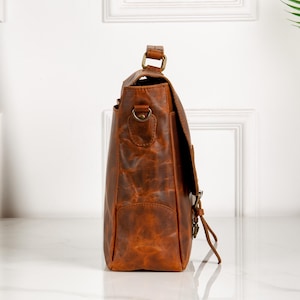Leather Messenger Bag Briefcase for Men, Full Grain Leather Briefcase Laptop Computer Bag for Men, Genuine Leather Satchel Bag For Men image 4