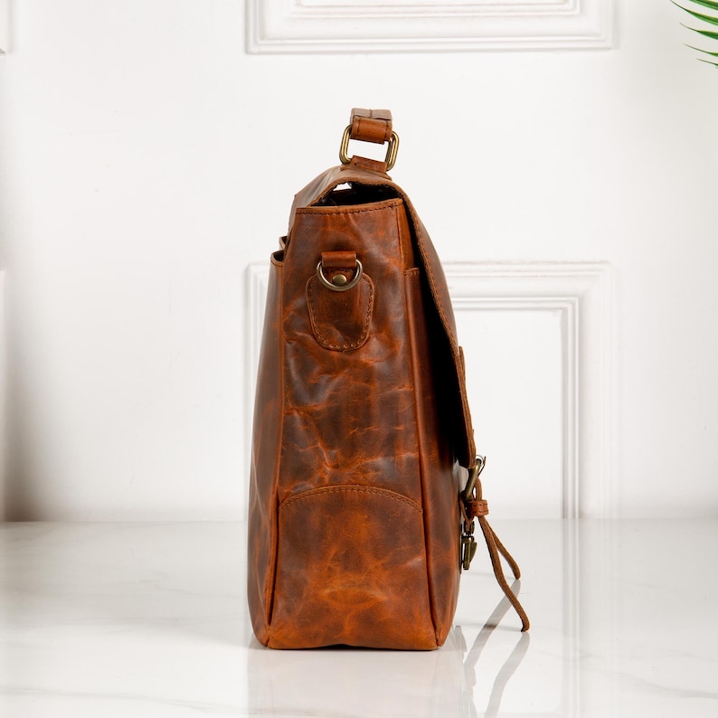 Leather Messenger Bag Briefcase for Men, Full Grain Leather Briefcase Laptop Computer Bag for Men, Genuine Leather Satchel Bag For Men image 4