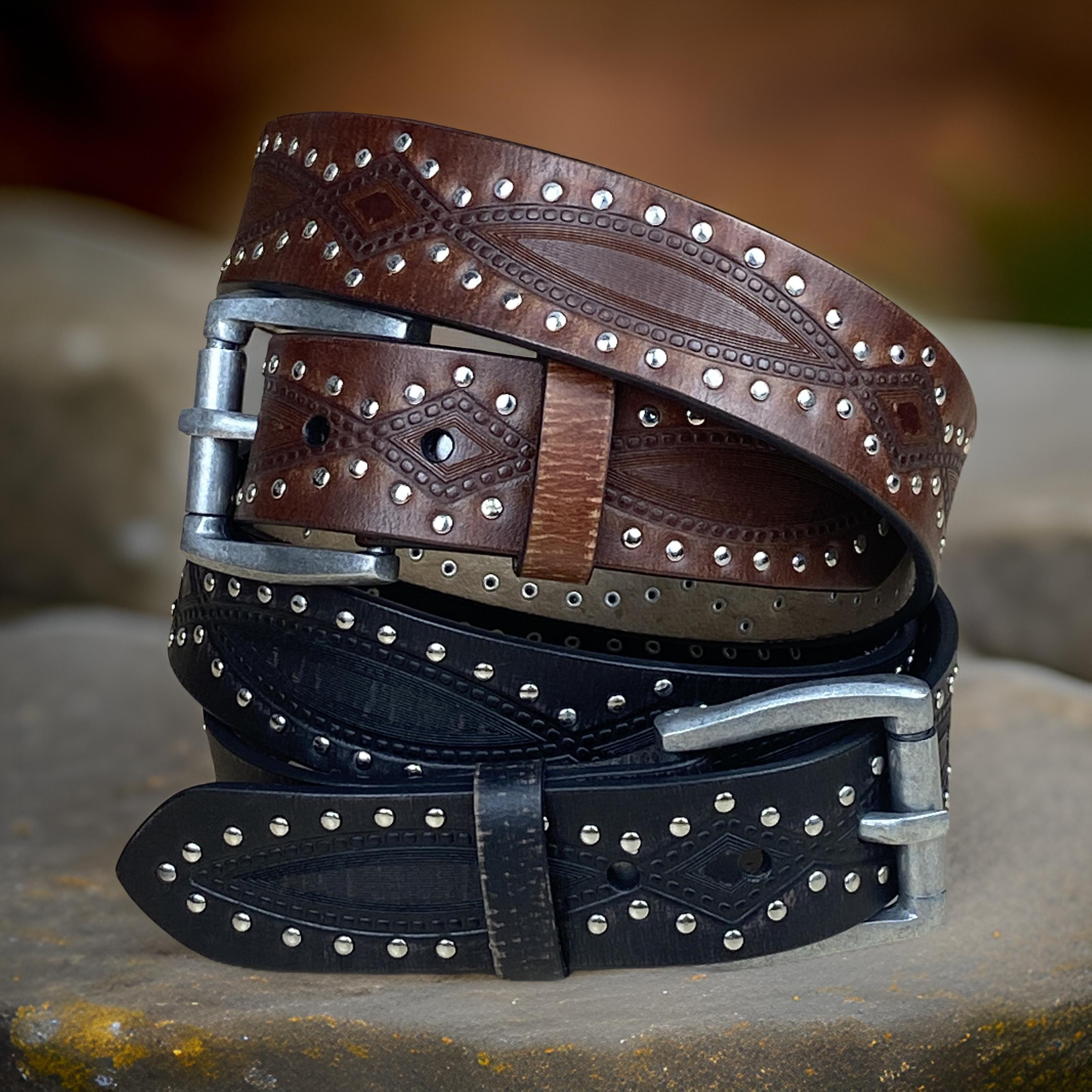 Distressed Leather Custom Handmade Belt for Dad, Genuine
