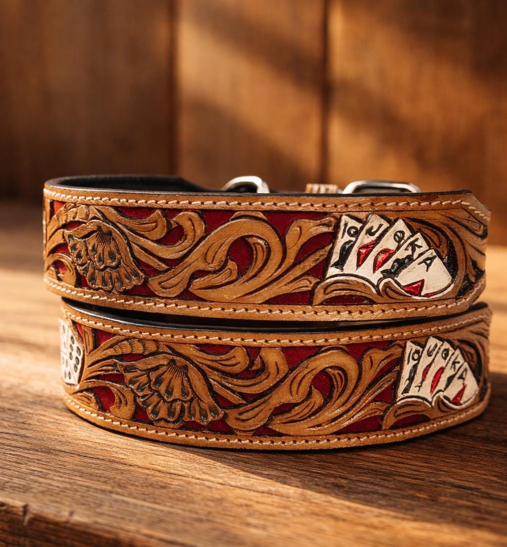 Leather Dog Cat Puppy Collar Personalized Tooled Embossed Carved ...
