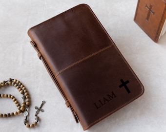 Personalized Bible Cover, Religious Gifts, Engraved Bible Cover Zipper, Bible Cover with Handle, Bible Case, Monogrammed Bible Cover