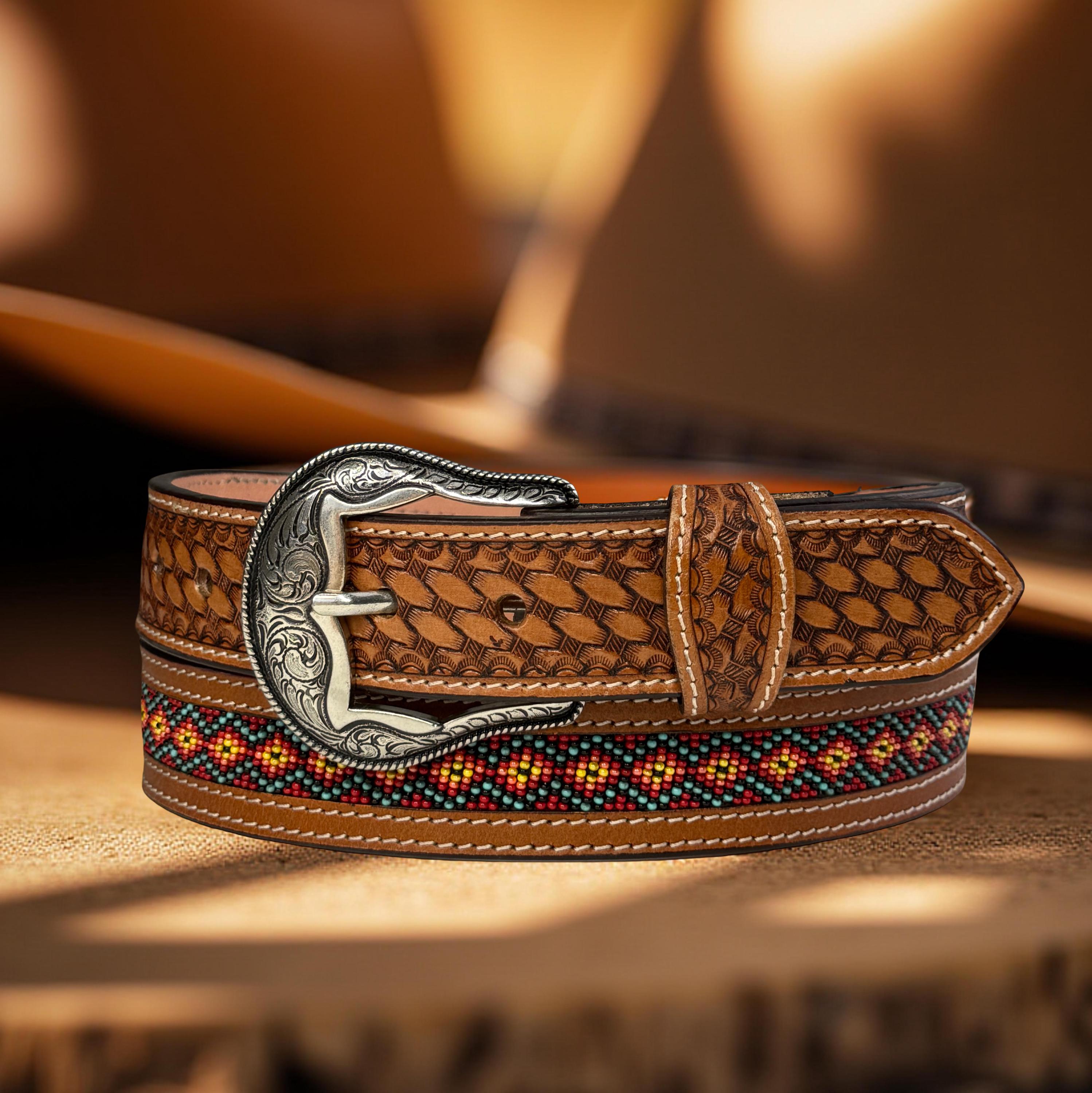 Mexican Tooled Leather Belt - Etsy