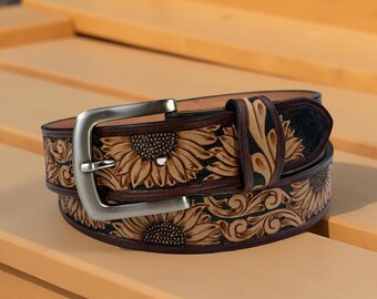 24”-29” Suede Leather Belt With Silver Metal Buckle and Tip