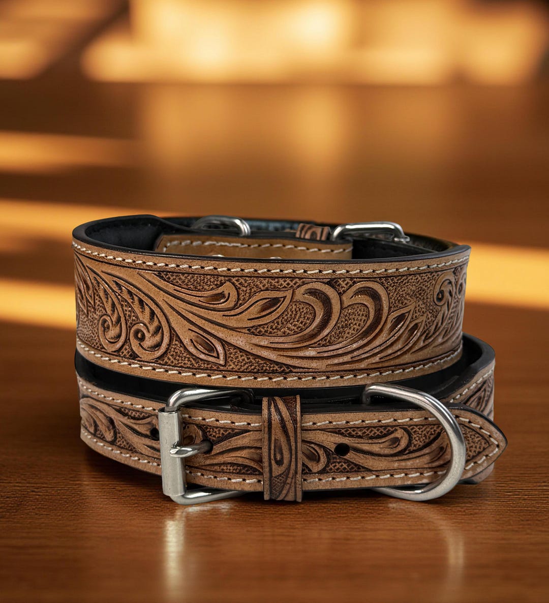 Leather Dog Cat Puppy Collar Personalized Tooled Embossed Carved ...