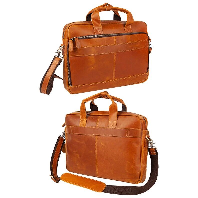 Personalized Large Leather Briefcase for Men 18 Travel Etsy