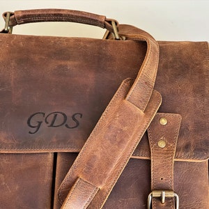 Leather Messenger Bag Briefcase for Men, Full Grain Leather Briefcase Laptop Computer Bag for Men, Genuine Leather Satchel Bag For Men Yes