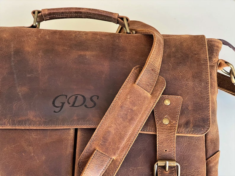 Leather Messenger Bag Briefcase for Men, Full Grain Leather Briefcase Laptop Computer Bag for Men, Genuine Leather Satchel Bag For Men Yes