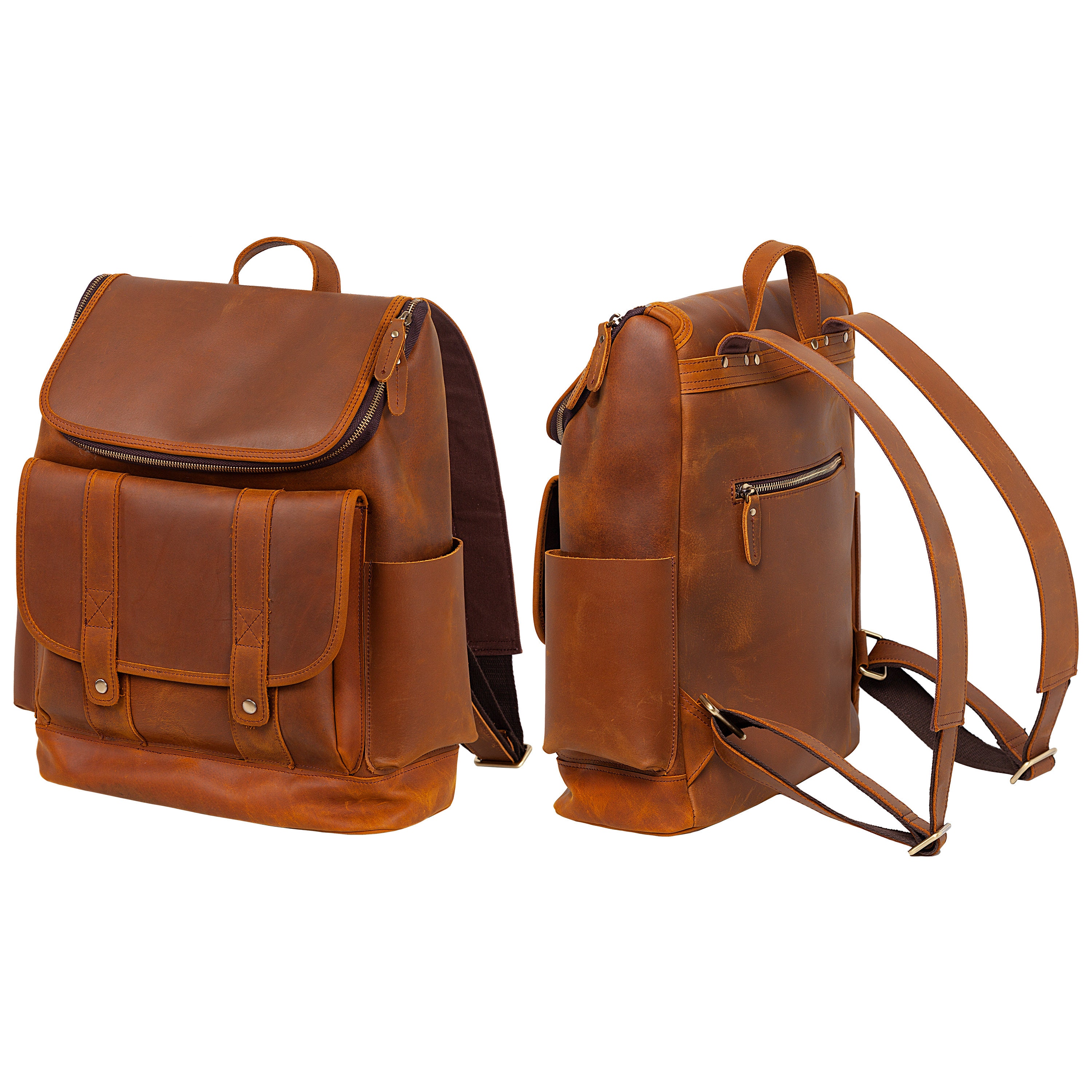 Genuine Leather Backpack Leather Travel Backpack Unisex Etsy