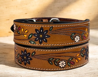 Leren hond kat puppyhalsband gepersonaliseerde tooled reliëf gesneden westerse stijl zware gewatteerde zachte verstelbare kraag