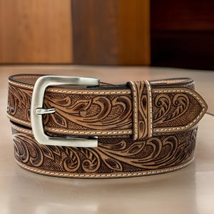 Custom Handmade Belt For Dad, Engraved Leather Belt for 3rd Anniversary, Grooms Men Gift, Fathers Day Gift, Best Man Gift