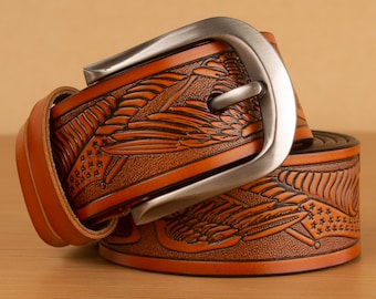 Custom Western Leather Belts, Personalized Leather Belt, Leather Belts Custom, Tooled Leather Belt with Name and Initials