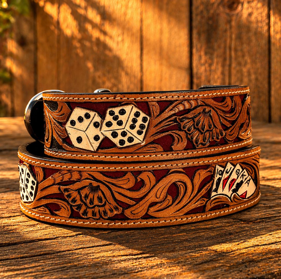 Leather Dog Cat Puppy Collar Personalized Tooled Embossed Carved ...