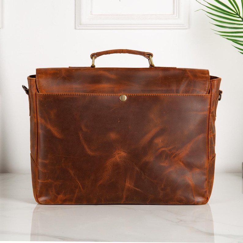 Leather Messenger Bag Briefcase for Men, Full Grain Leather Briefcase Laptop Computer Bag for Men, Genuine Leather Satchel Bag For Men image 3