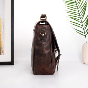 Leather Messenger Bag Briefcase for Men, Full Grain Leather Briefcase Laptop Computer Bag for Men, Genuine Leather Satchel Bag For Men image 14