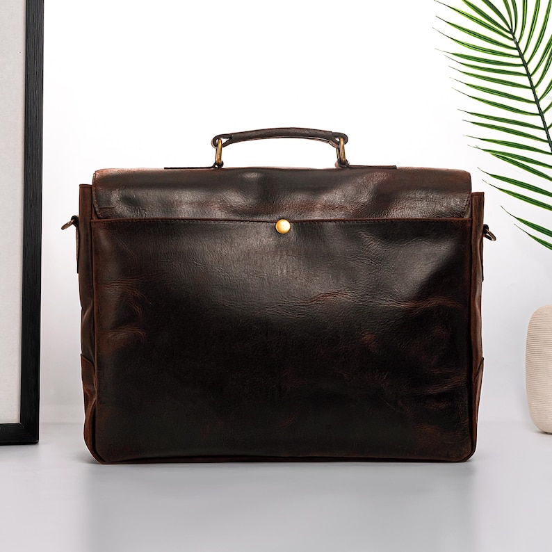Leather Messenger Bag Briefcase for Men, Full Grain Leather Briefcase Laptop Computer Bag for Men, Genuine Leather Satchel Bag For Men image 18