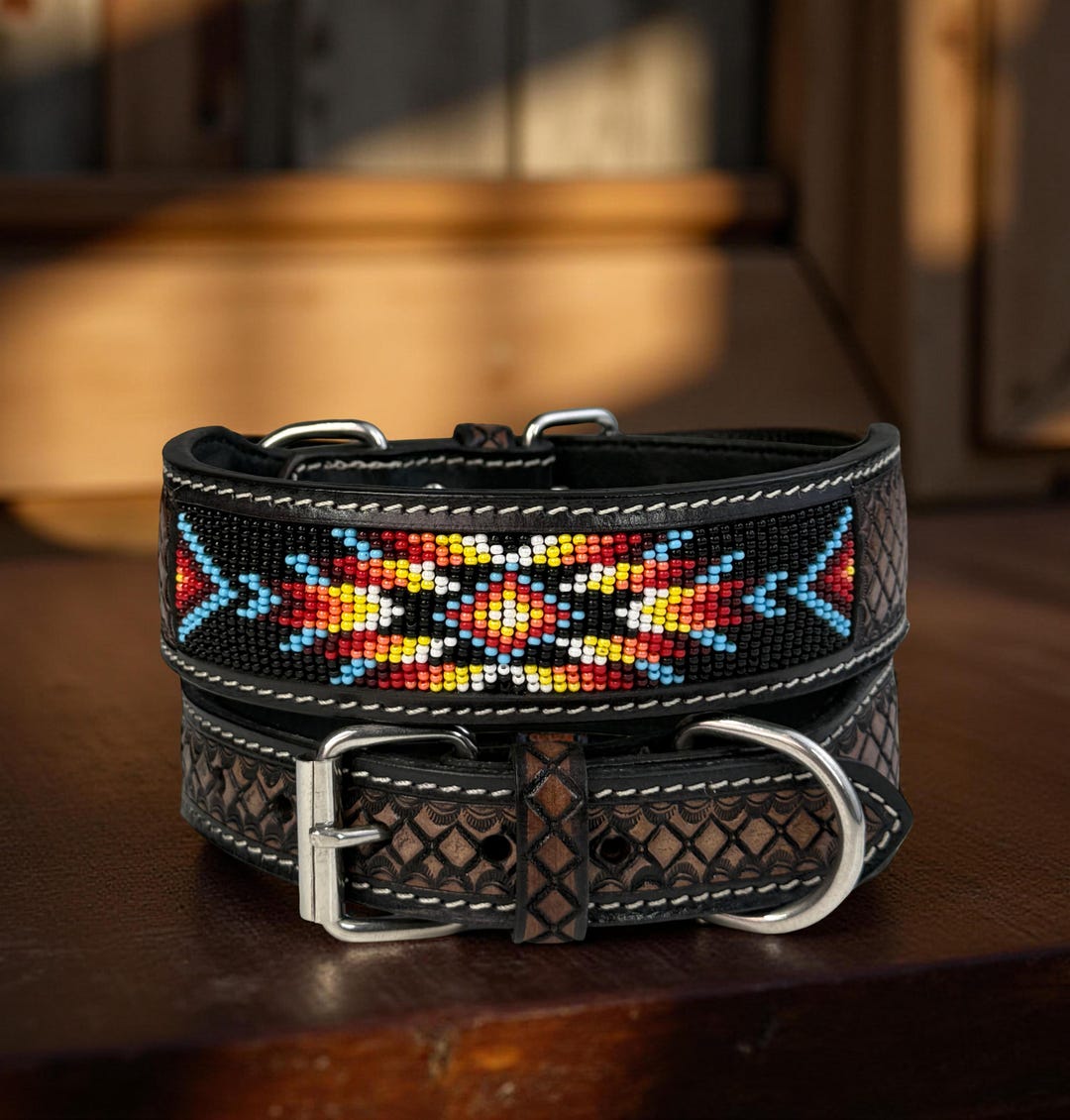 Leather Dog Cat Puppy Collar Personalized Tooled Embossed Carved ...