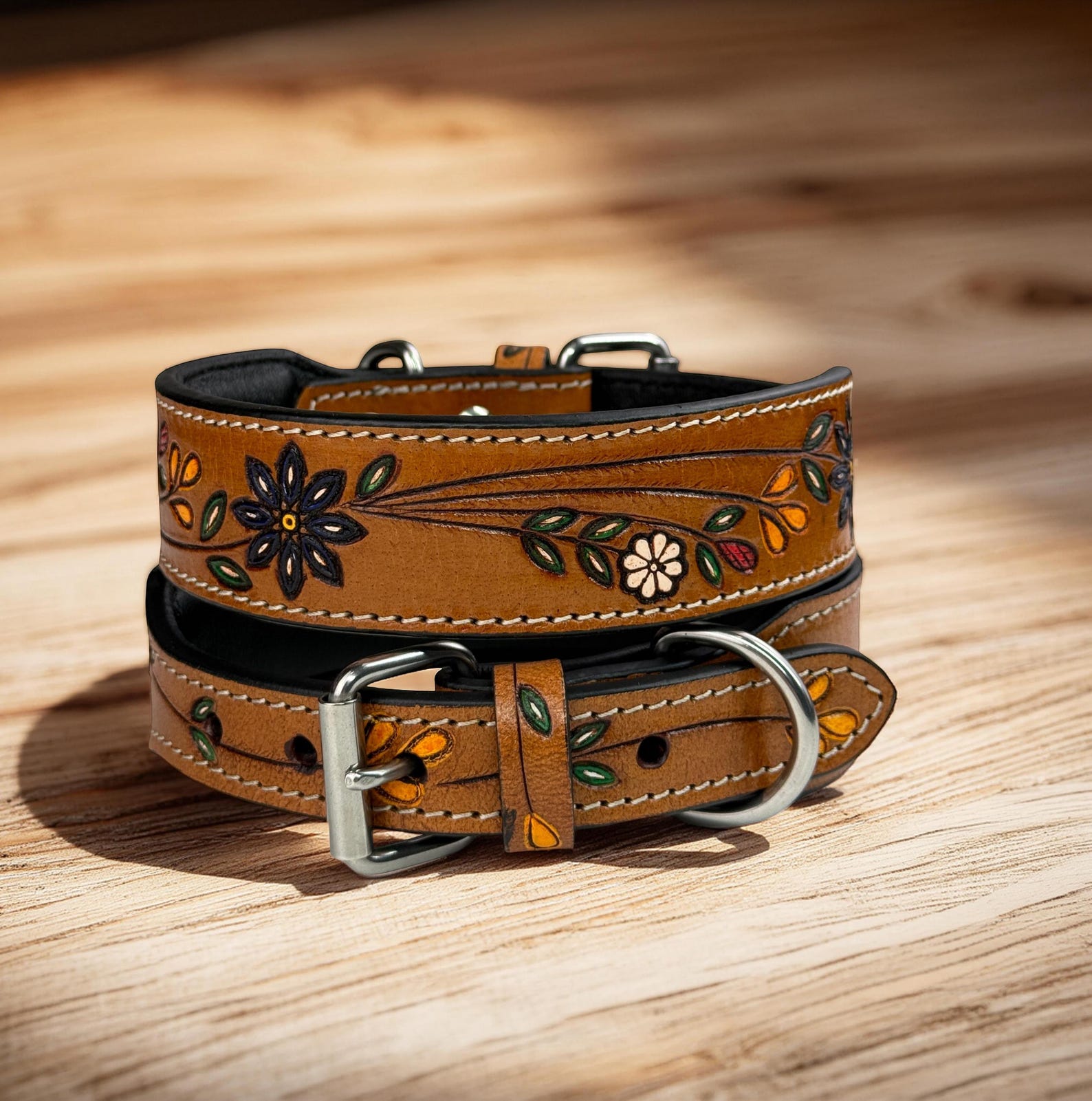 Leather Dog Cat Puppy Collar Personalized Tooled Embossed Carved ...