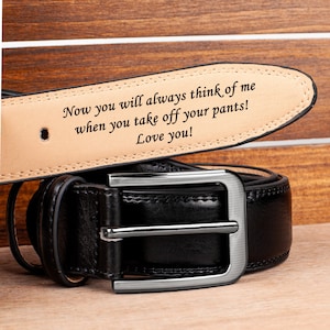 Custom Handmade Belt - Anniversary Gift - Father&#39;s Day Gift - Engraved Leather Belt -Grooms Men Gift- Genuine Leather - Gift for Boyfriend