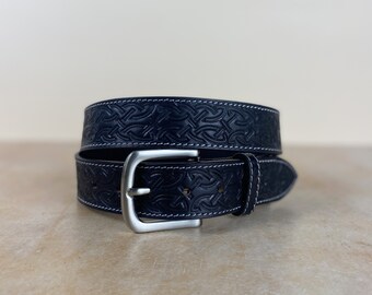 Leather Belt Celtic Eternity Knot Handcrafted Solid, Handmade leather belts Full Grain Belt Tooled Embossed Gaelic Handmade Celtic Style