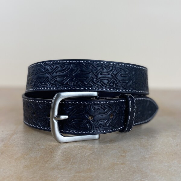 Leather Belt Celtic Eternity Knot Handcrafted Solid, Handmade leather belts Full Grain Belt Tooled Embossed Gaelic Handmade Celtic Style