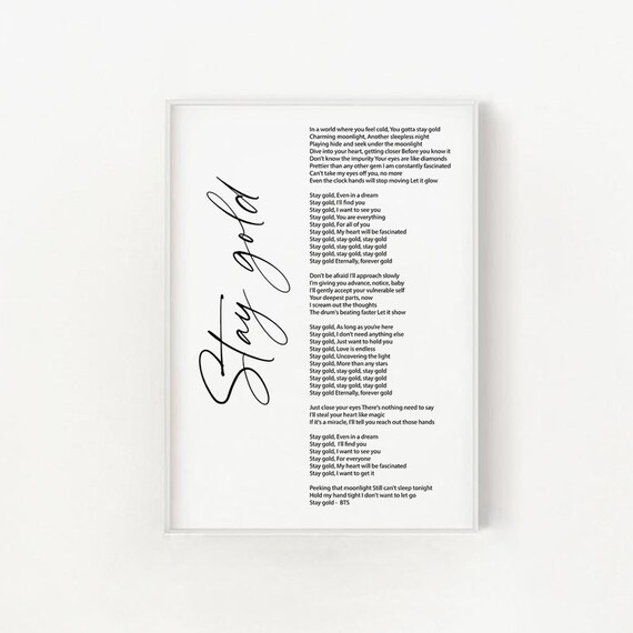 Stay Gold Bts Lyrics Printable Poster Bts Lyrics Print Bts Etsy Stay Gold Bts Lyrics Printable Poster Bts Lyrics Print Bts Etsy