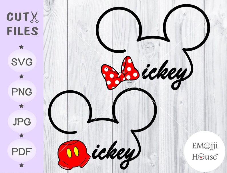 Mickey And Minnie Outline Head Svg Disney Boy Girl Etsy