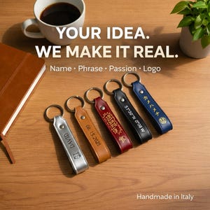 Personalisierter Leder Schlüsselanhänger | Lasergravur | Handgemachtes Geschenk aus Italien
