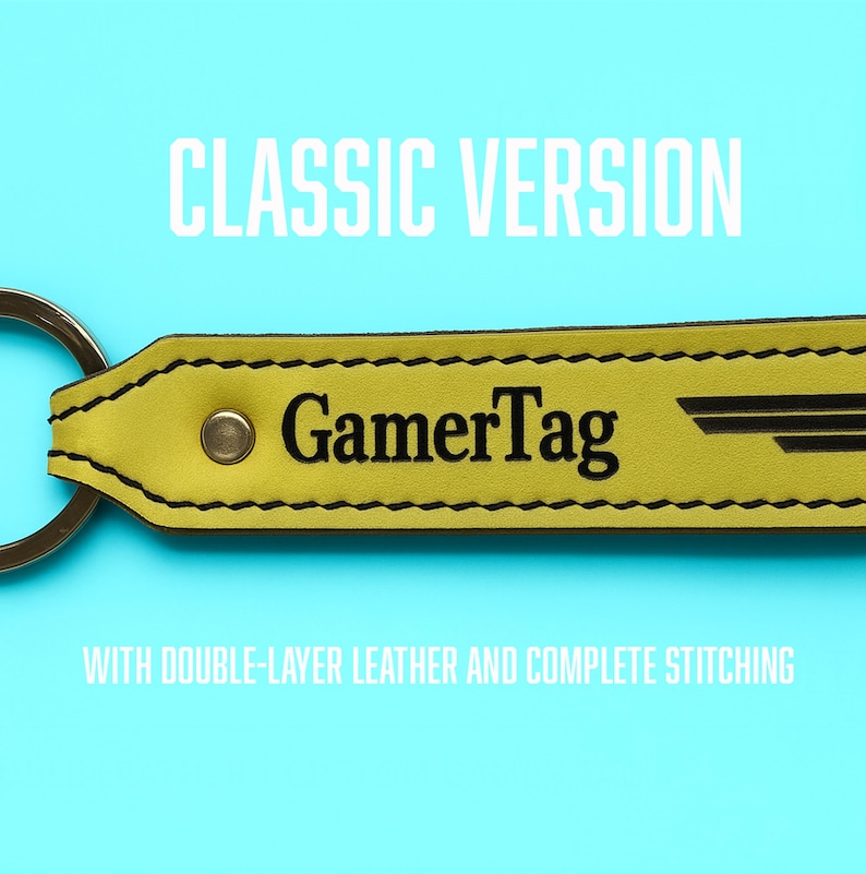 Personalized Leather Gamer Keychain – Engrave Gamer Tag, User ID, or Call Sign | Battle Horn Collection – Handmade in Italy Classic