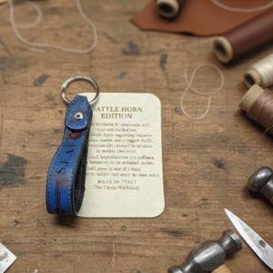 Personalized Leather Gamer Keychain – Engrave Gamer Tag, User ID, or Call Sign | Battle Horn Collection – Handmade in Italy image 8