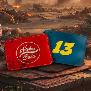 Custom Leather Card Holder, Mini Wallet – Wasteland-Inspired, Retro Futuristic & Vintage Style for an authentic Vault Dweller
