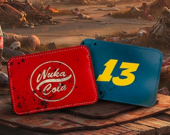 Custom Leather Card Holder, Mini Wallet – Wasteland-Inspired, Retro Futuristic & Vintage Style for an authentic Vault Dweller