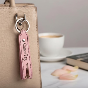 Personalized Leather Gamer Keychain – Engrave Gamer Tag, User ID, or Call Sign | Battle Horn Collection – Handmade in Italy image 11
