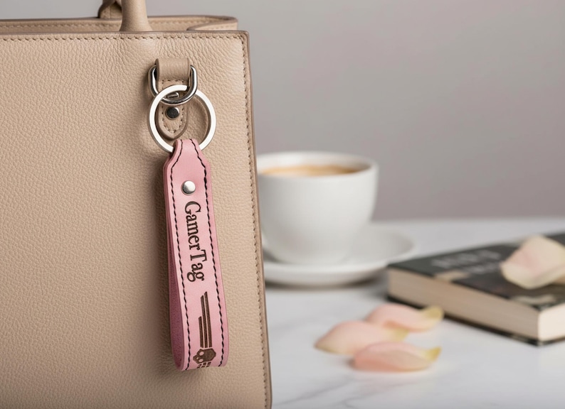 Personalized Leather Gamer Keychain – Engrave Gamer Tag, User ID, or Call Sign | Battle Horn Collection – Handmade in Italy image 11