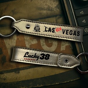 Handcrafted Leather Keychain | Post-Apocalyptic Fallout Style | Personalized Platinum