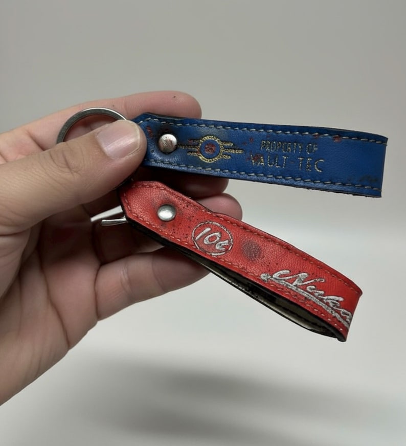 Handcrafted Leather Keychain | Post-Apocalyptic Fallout Style | Personalized image 12