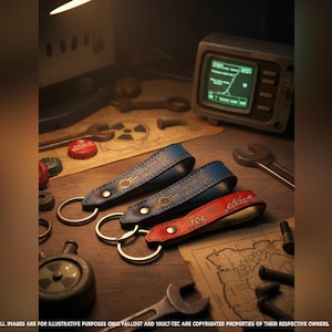 Handcrafted Leather Keychain | Post-Apocalyptic Fallout Style | Personalized image 10